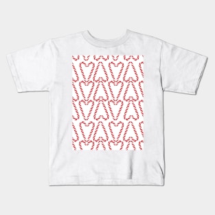 Candy Cane Hearts on white Kids T-Shirt